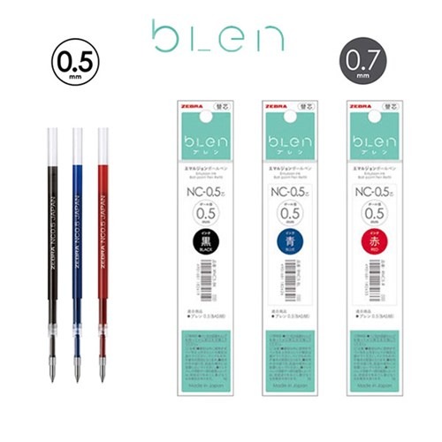 Zebra Blen Ballpoint pen Refill seam 0.5 0.7 mm
